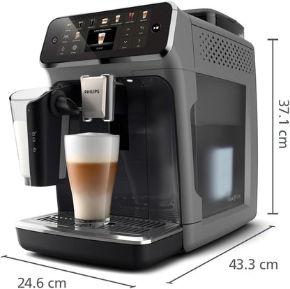 Serie 5500 Kaffeevollautomat (EP5544/50) – LatteGo Milchsystem, 20 heiße und kalte Kaffeespezialitäten, 40% leiser mit SilentBrew, QuickStart, Schwarz/Grau