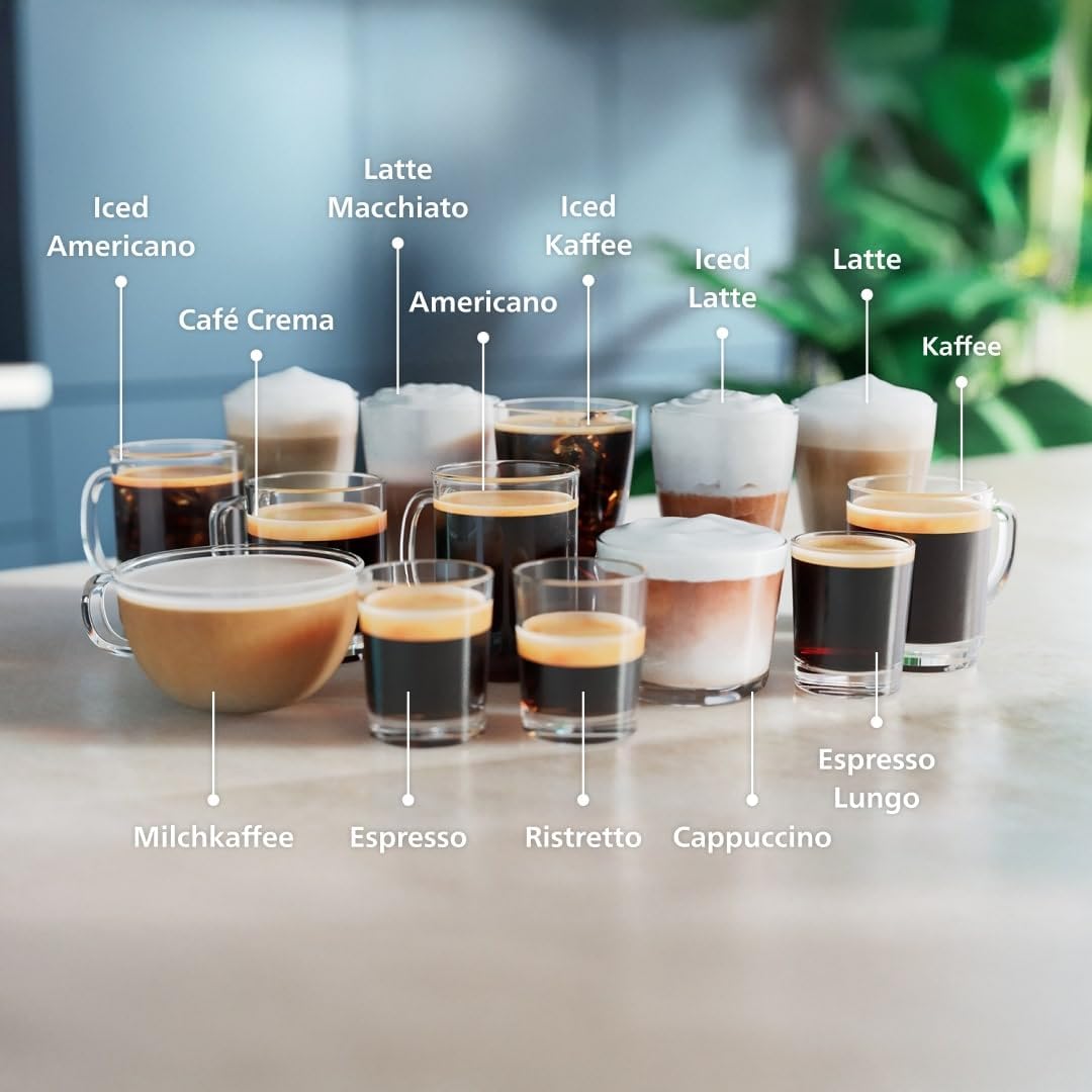 Serie 5500 Kaffeevollautomat (EP5544/50) – LatteGo Milchsystem, 20 heiße und kalte Kaffeespezialitäten, 40% leiser mit SilentBrew, QuickStart, Schwarz/Grau