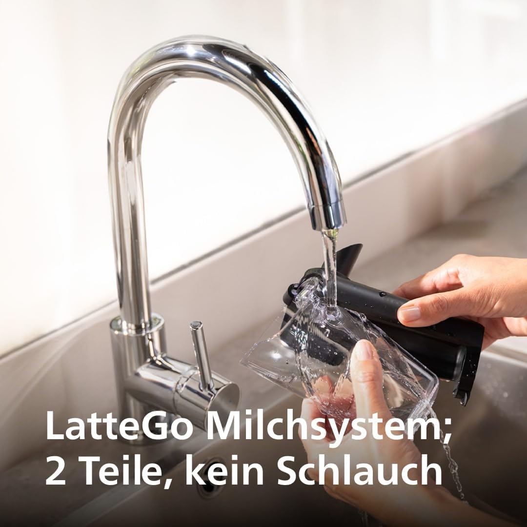Serie 5500 Kaffeevollautomat (EP5544/50) – LatteGo Milchsystem, 20 heiße und kalte Kaffeespezialitäten, 40% leiser mit SilentBrew, QuickStart, Schwarz/Grau