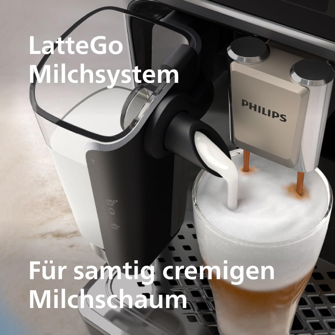 Serie 5500 Kaffeevollautomat (EP5544/50) – LatteGo Milchsystem, 20 heiße und kalte Kaffeespezialitäten, 40% leiser mit SilentBrew, QuickStart, Schwarz/Grau